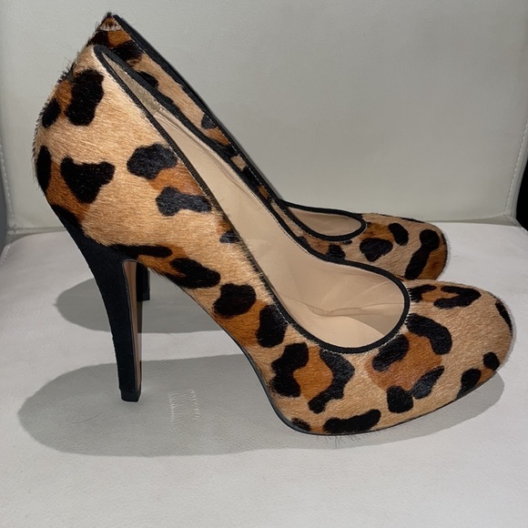 Talbots Brown Black Leopard Real Calf Hair Skyla Pumps sz 8 heels sexy Like NEW - Picture 2 of 9